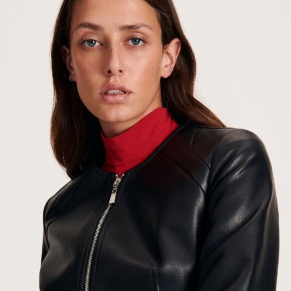 RESERVED Faux leather biker jacket sz12 * European Brand - Picture 5 of 9